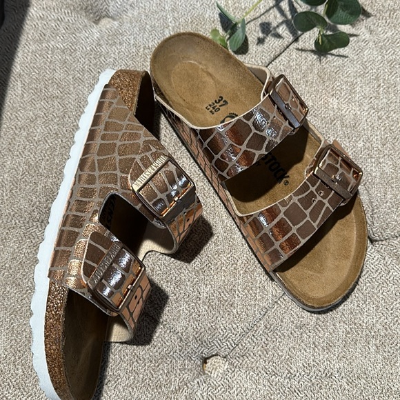 Birkenstocks Arizona Gator Golden Rose - Picture 2 of 4